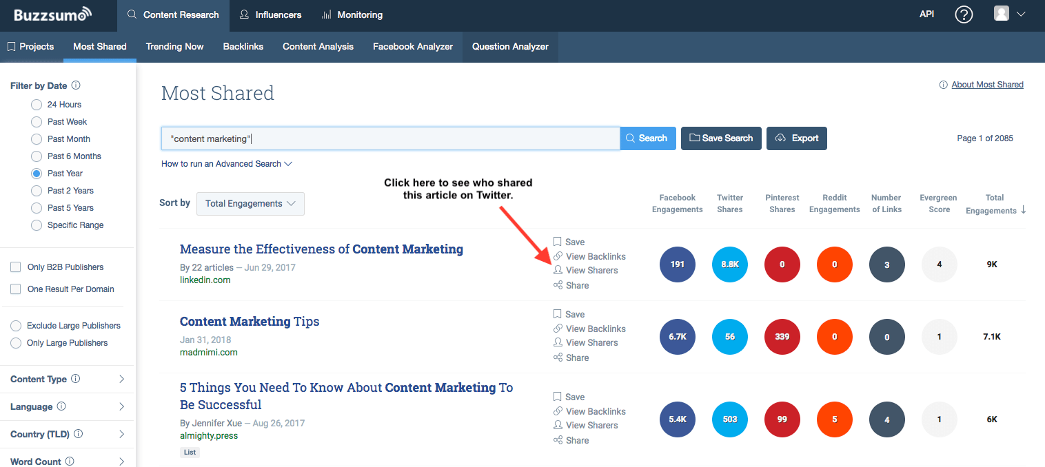 BuzzSumo Screen Shot