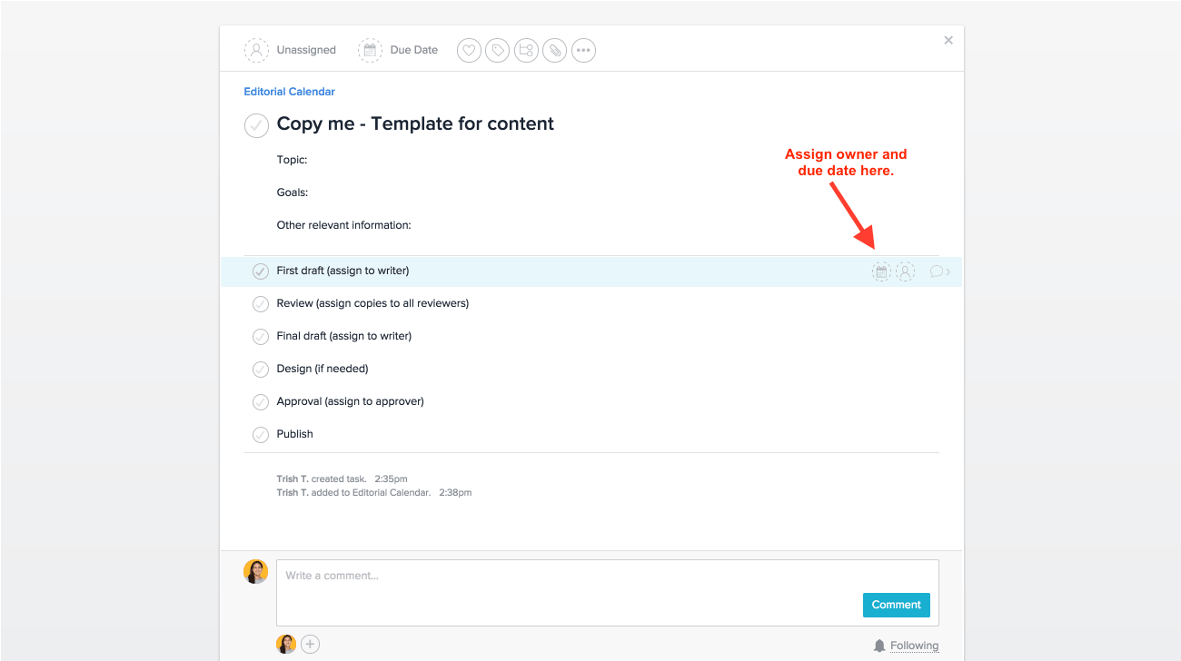 Content Workflow in Asana