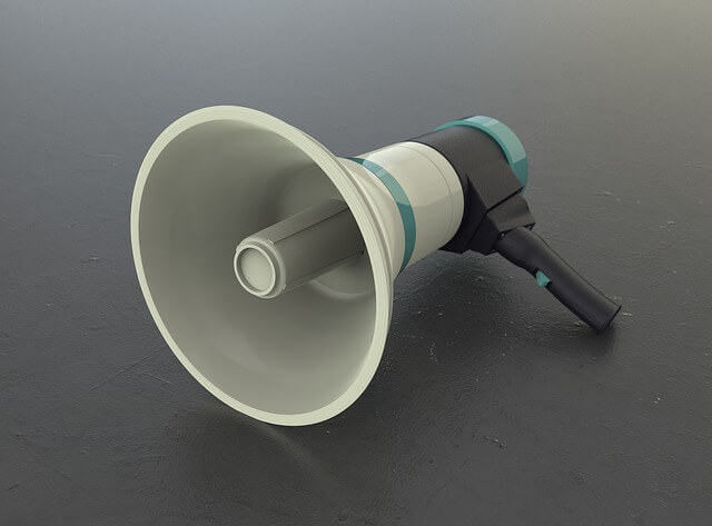 Image of a megaphone to illustrate content promotion tools.