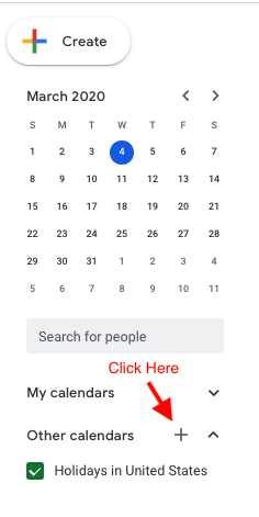 Screenshot of adding a new Google calendar.